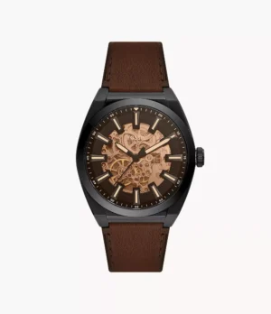FOSSIL EVERETT AUTOMATIC DARK BROWN LEATHER