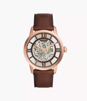 FOSSIL TOWNSMAN AUTOMATIC BROWN LEATHER WATCH