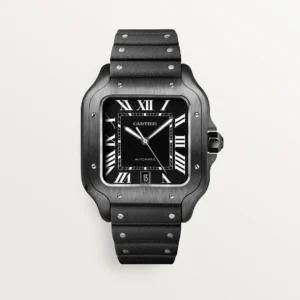 CARTIER STAINLESS STEEL BLACK DIAL “SANTOS DE CARTIER"