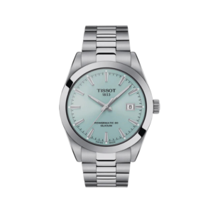 TISSOT GENTLEMAN POWERMATIC 80 SILICIUM ANALOG STAINLESS STEEL WATCH (ICEBLUE DIAL)