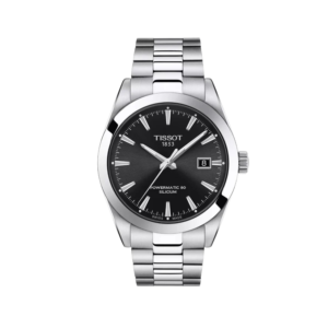 TISSOT GENTLEMAN POWERMATIC 80 SILICIUM ANALOG STAINLESS STEEL WATCH (BLACK DIAL)