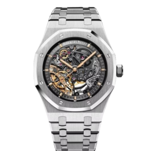 AUDEMARS PIGUET ROYAL OAK DOUBLE BALANCE WHEEL SKELETON SILVER (BLACK DIAL)